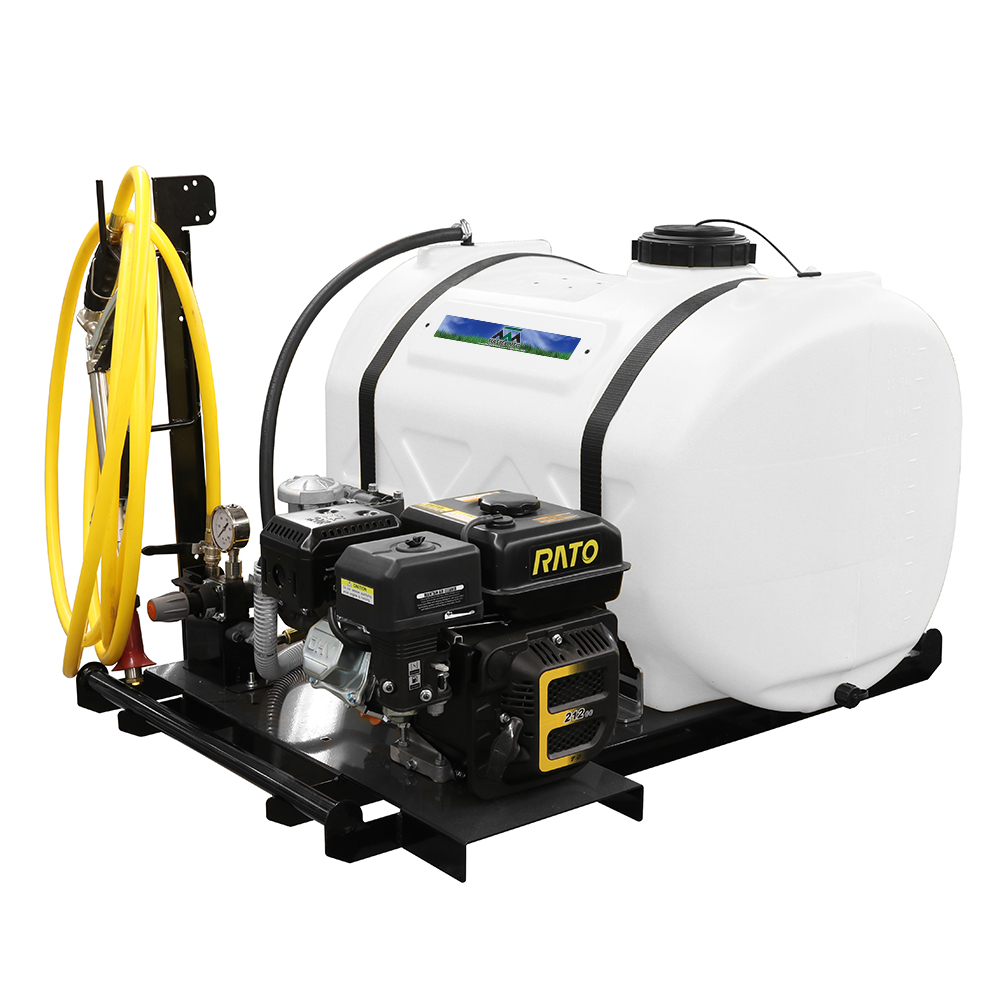 engine side of 60-gallon tree skid sprayer