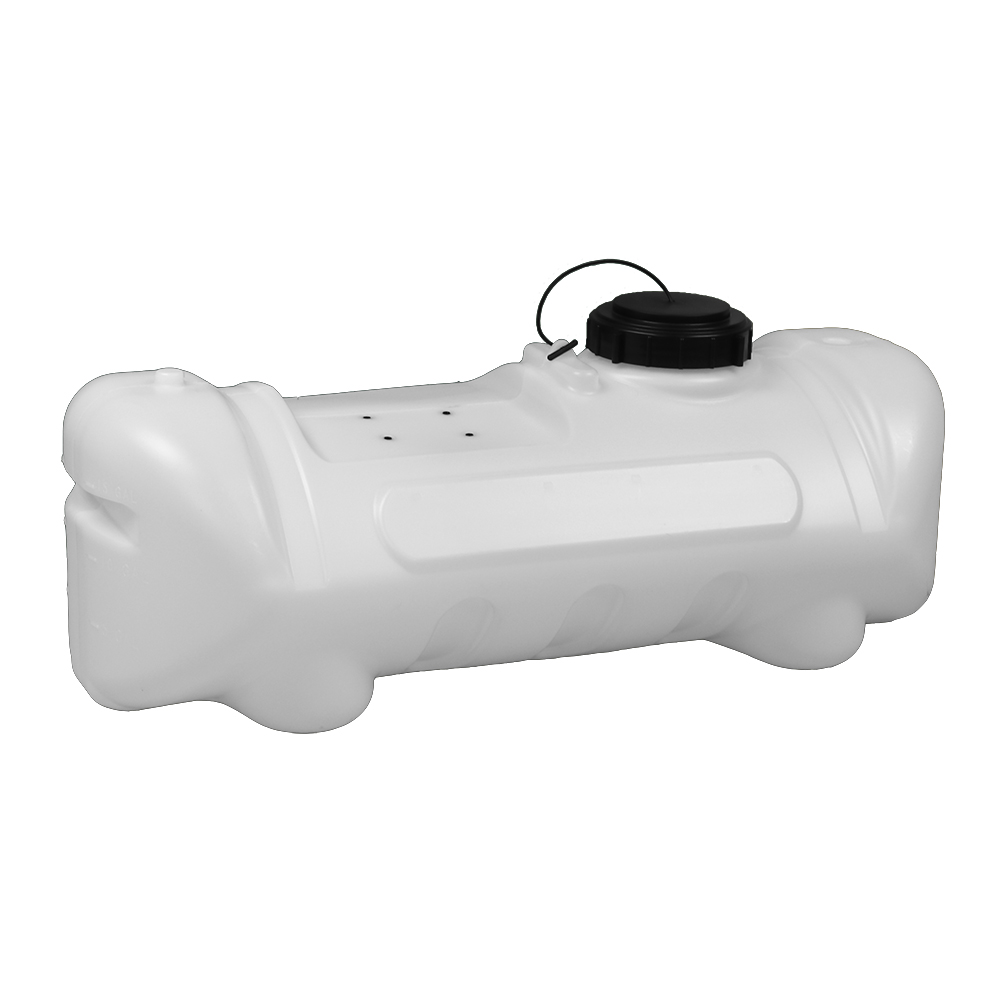 Backside of the 15-gallon white spot sprayer tank